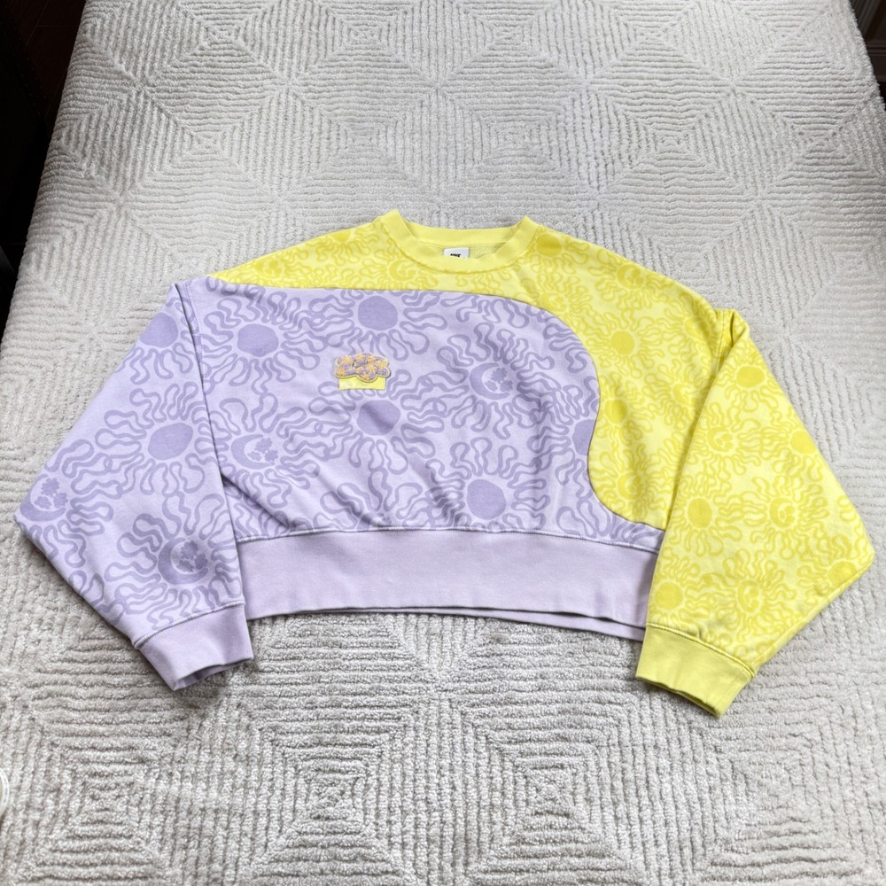 Nike Project FROG Uphoria Sweatshirt Women M Purple Yellow Cropped Boxy Sun Moon